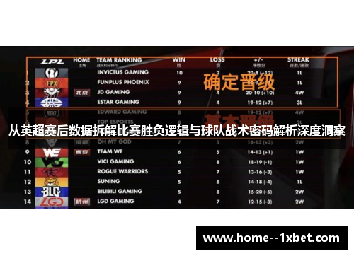 从英超赛后数据拆解比赛胜负逻辑与球队战术密码解析深度洞察